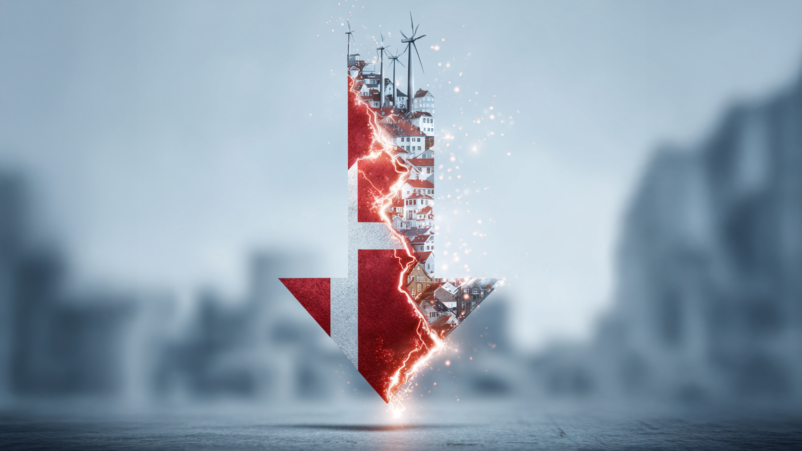 Illustrative arrow symbolizing the tax on electricity going down in Denmark.