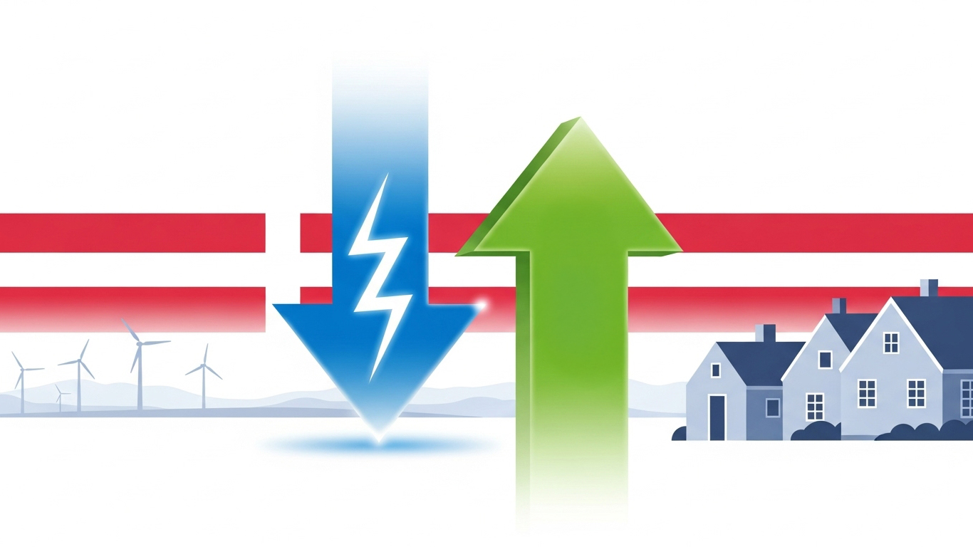 Illustration over nedadgående elafgift og opadgående besparelse.